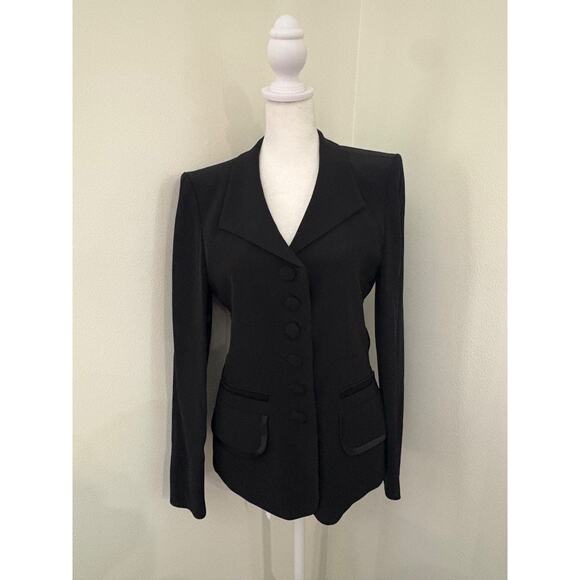 Sonia Rykiel Paris Black Viscose Satin Tailored Blazer button up Suit Jacket 38 - Picture 3 of 14